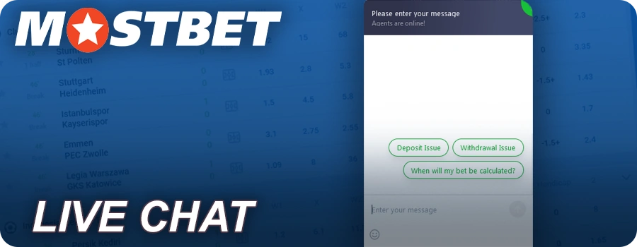 लाइव चैट के ज़रिए Mostbet सहायता से संपर्क करें